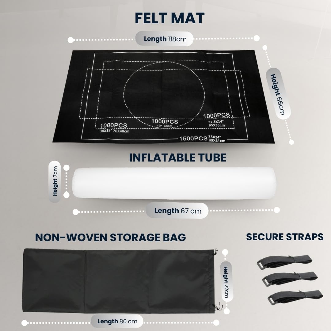 TANNESS Giant Jigsaw Roll Mat for 1500 Pieces Puzzle Storage | Felt, Black, 118cm x 118cm 5