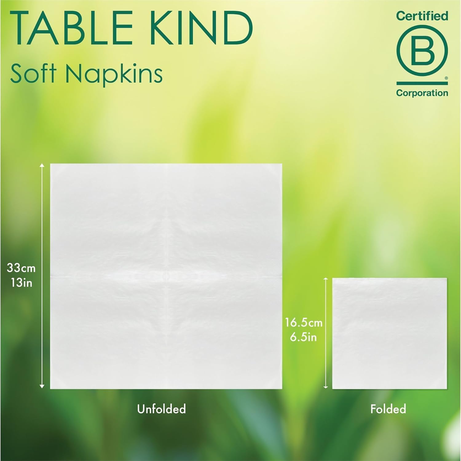 Talking Tables Table Kind 50 x Soft White 3-Ply Napkins, 33cm Eco-Friendly Compostable Serviettes 5