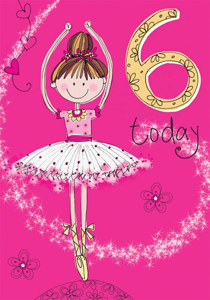 Piccadilly Greetings Age 6 F Birthday Card | Ballerina Design | 7 x 5 Inches | Pink 1
