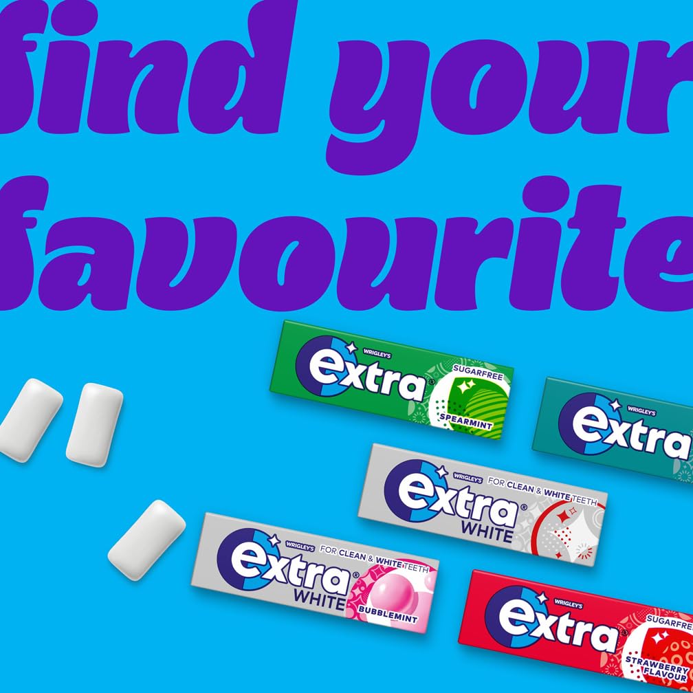 Wrigley's Extra Strawberry Flavour Sugar-Free Chewing Gum, 5 Packs of 10 Pieces 4