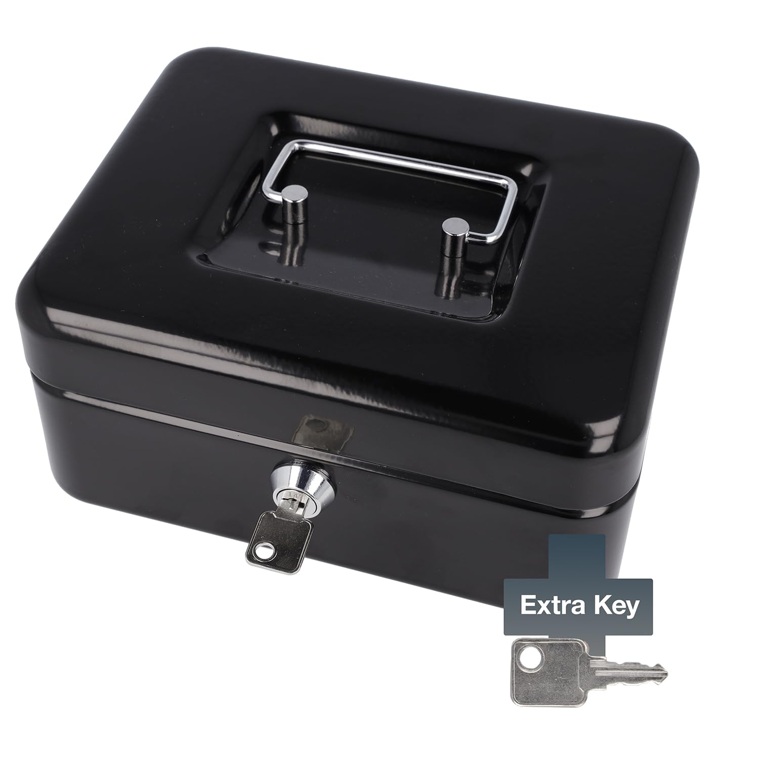 Westcott Lockable Cash Box - Robust Sheet Steel Security | Black | 20 x 16 x 9 cm 3