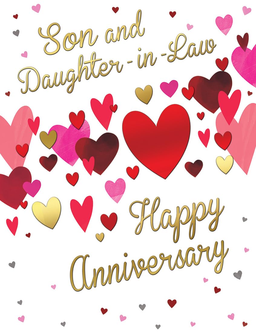 Piccadilly Greetings Anniversary Card for Son & Daughter-in-Law with Hearts Design | 8 x 6 Inches 1