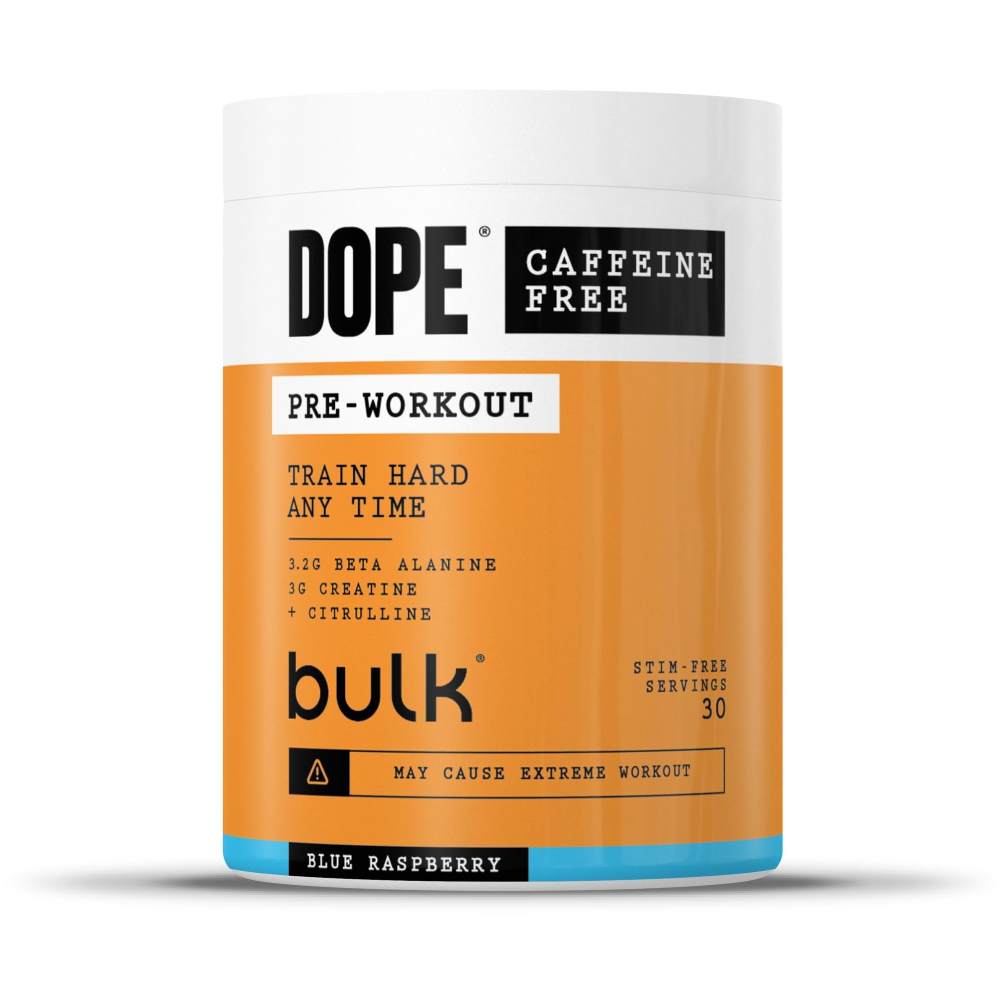 Bulk Dope Caffeine Free Pre-Workout Powder - Blue Raspberry | 510g | 30 Servings 1