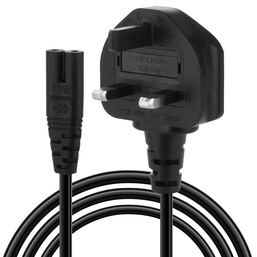Venom Replacement Power Cable - 3 Metre Length | UK 3-Pin Plug | PS5/PS4 Compatible