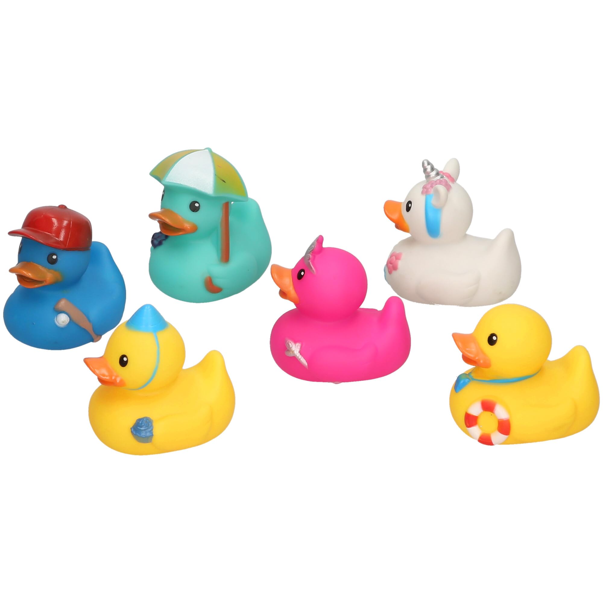 Coloured Ducks Bath Toy - 6-Pack Character Rubber Ducks for Babies 0+ Months 2
