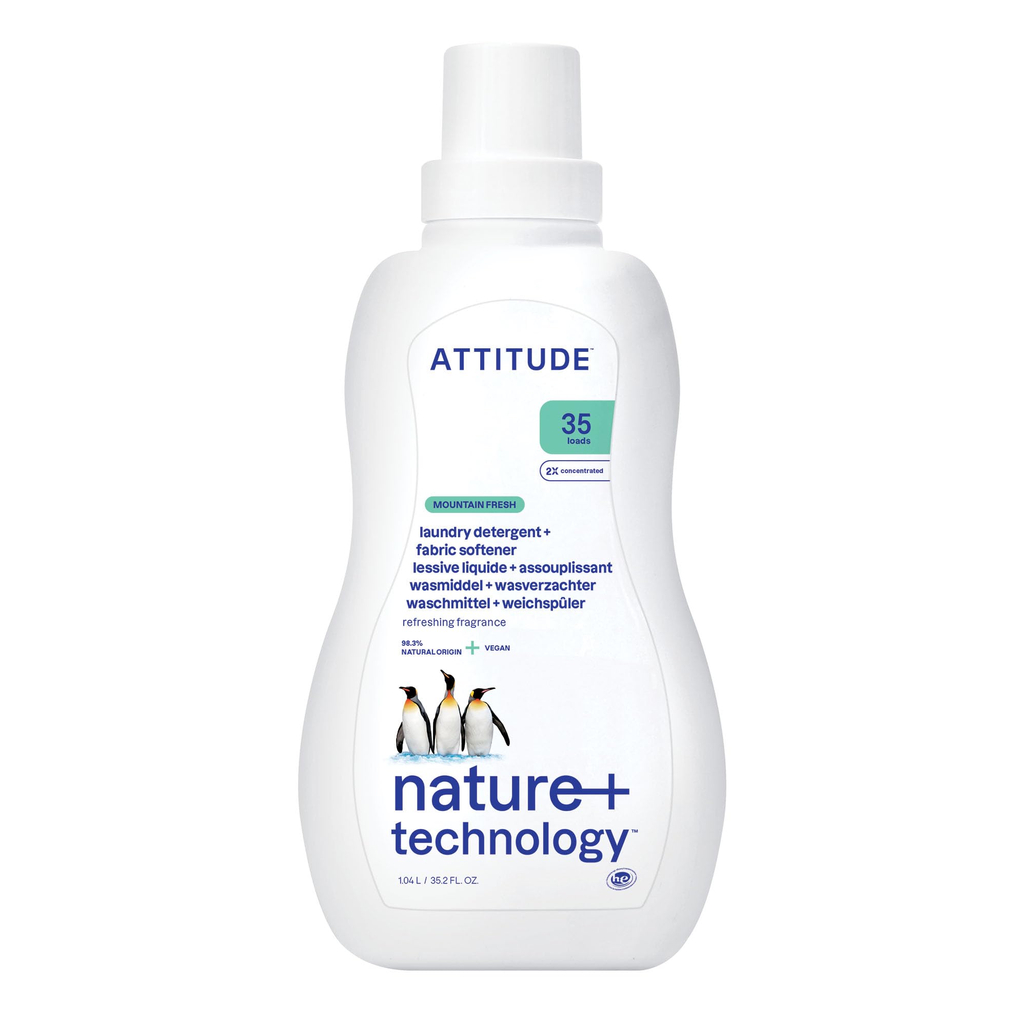 ATTITUDE 2-in-1 Laundry Detergent & Fabric Softener, Plant- & Mineral-Based, 1.05 l
