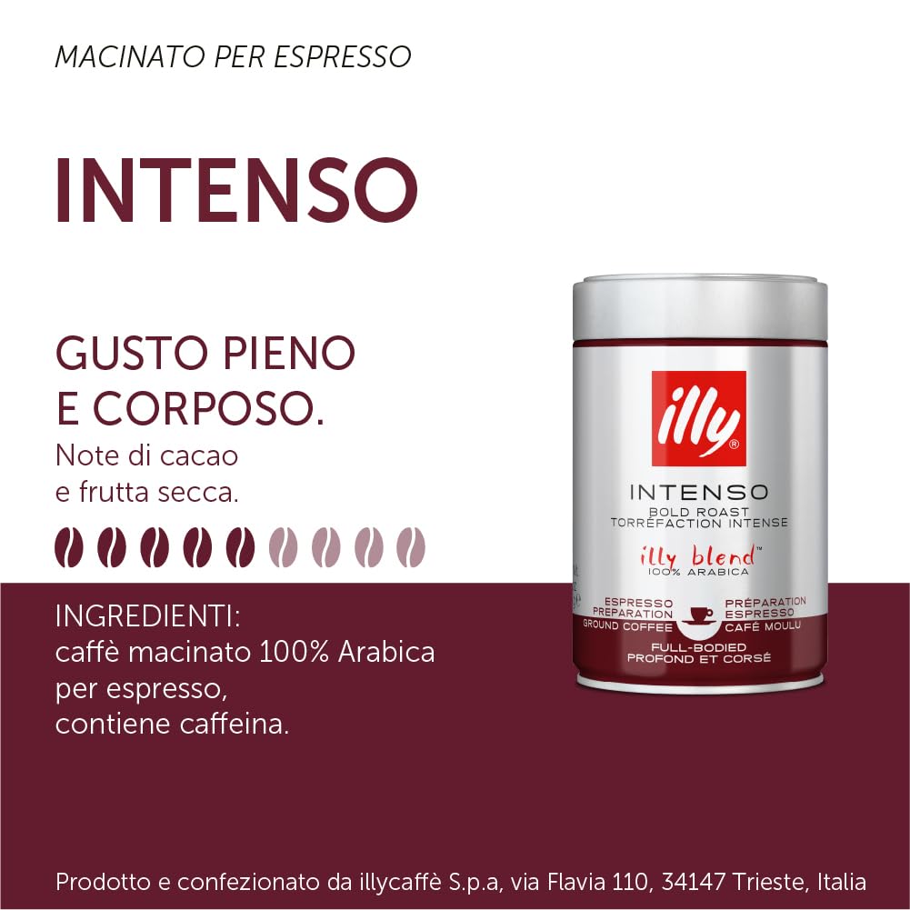 illy Dark Roast Ground Coffee - 100% Arabica | 250g Jar