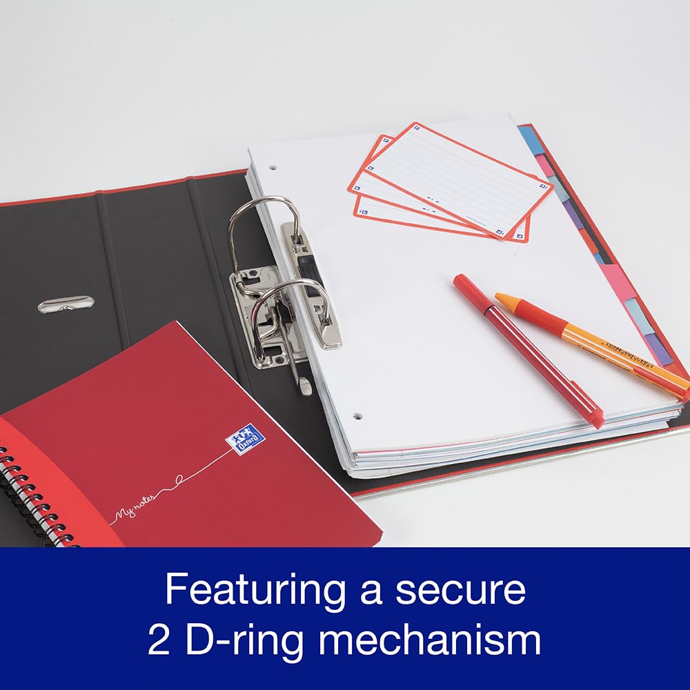 Oxford Premium A4 Lever Arch File - Heavy Duty, 70mm Spine, Red | 560 Sheet Capacity 5