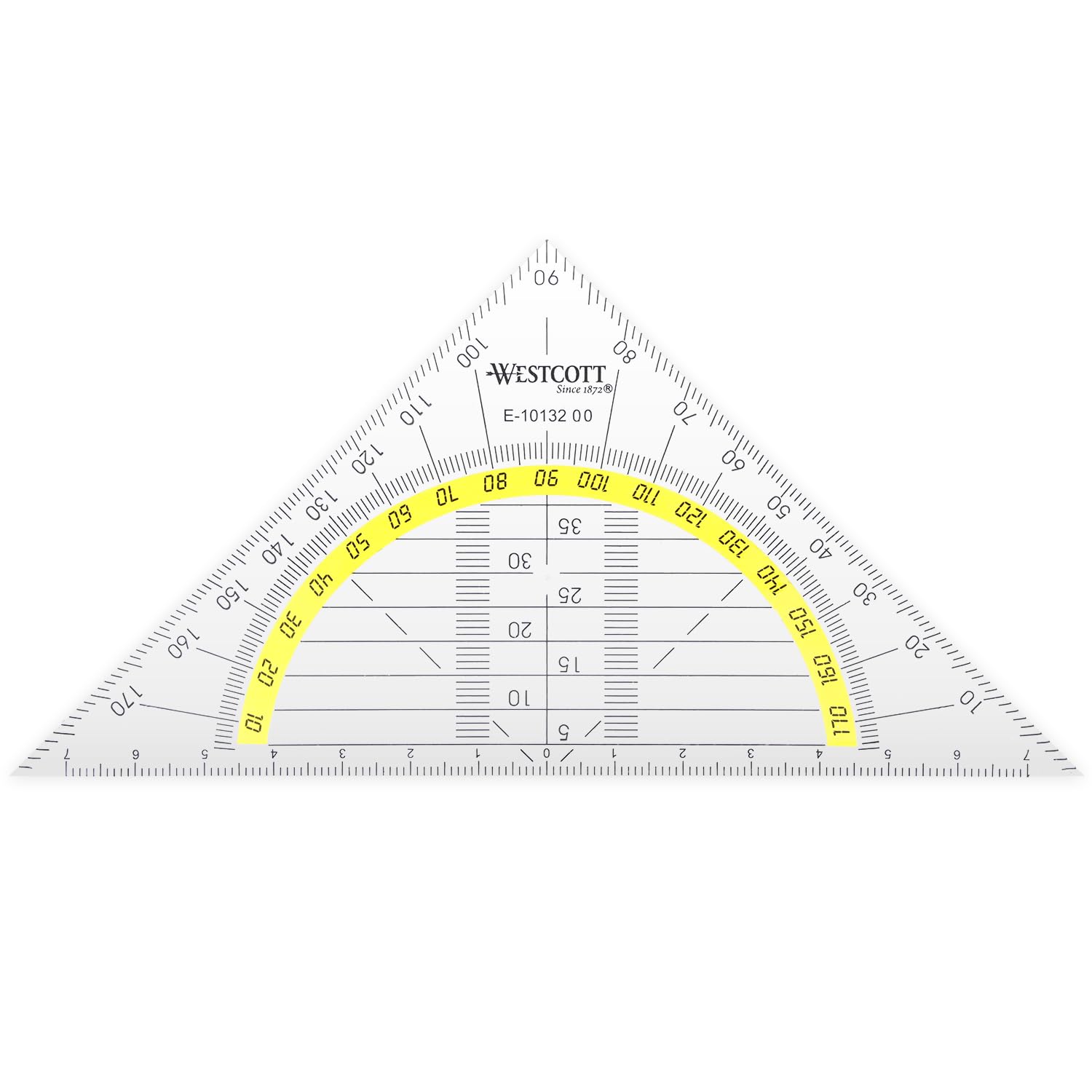Westcott Geometric Triangle Ruler - Flexible/Break-Proof | 14 cm | Yellow