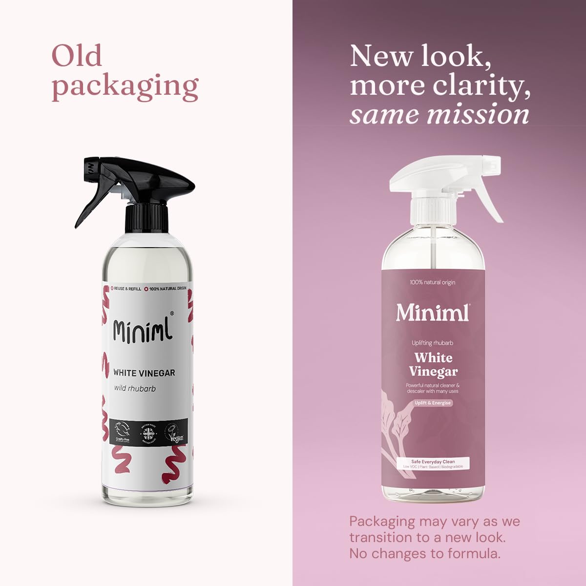 Miniml White Vinegar Cleaning Spray - Wild Rhubarb Scented | 750ml | Plant Powered