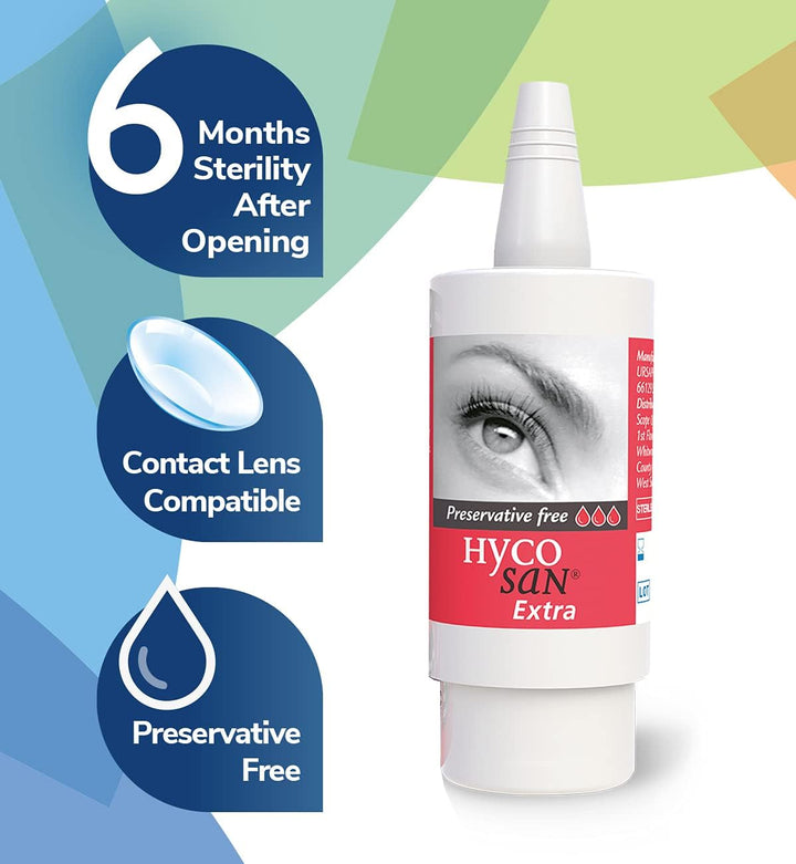 Hycosan Extra - Double Pack - Preservative Free Eye Drops with Sodium Hyaluronate 0.2% for Severe Dry Eye Relief