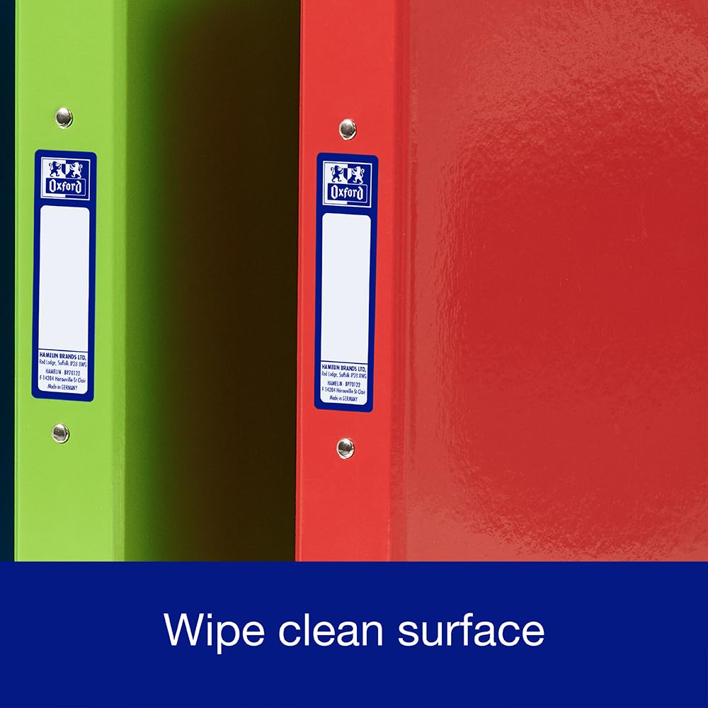 Oxford A4 O-Ring Binders - 3 Pack Red Green Blue | 40mm Spine | 250 Sheet Capacity 5