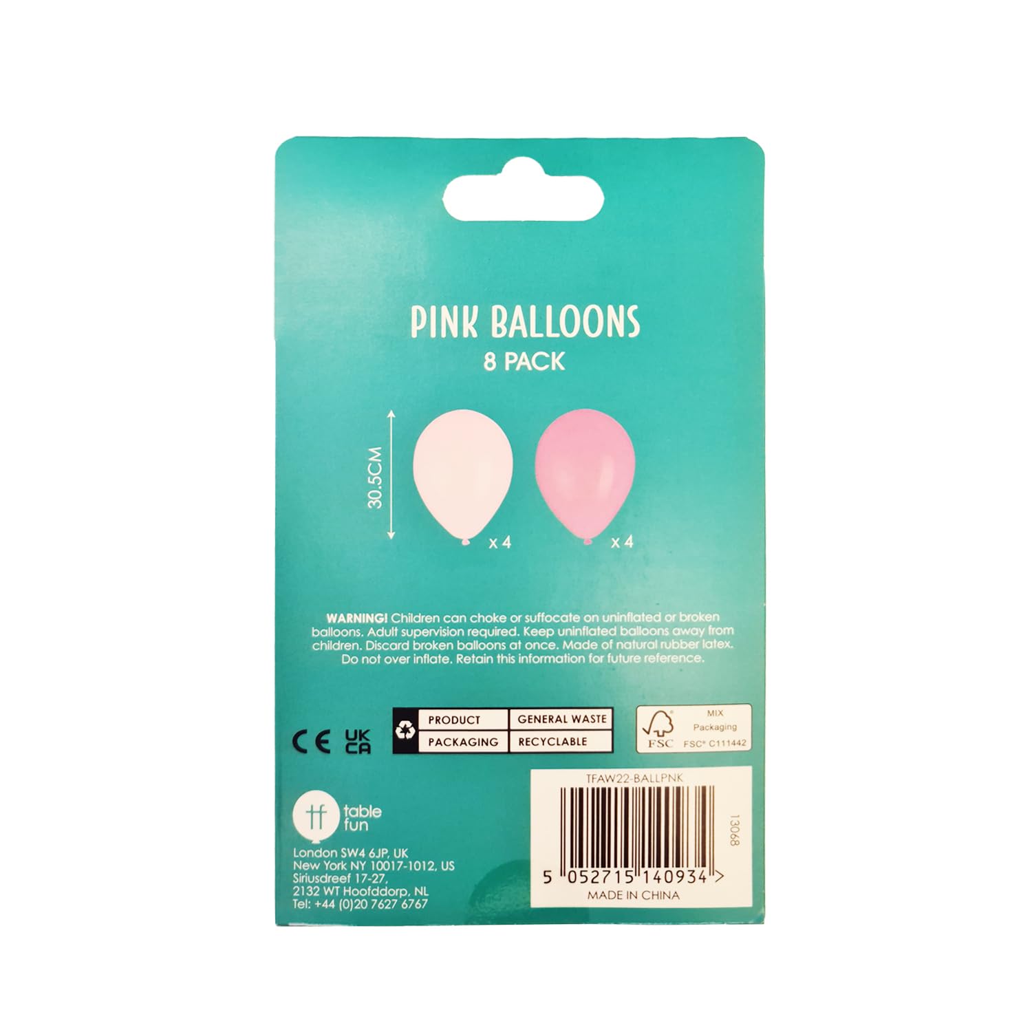 Talking Tables Pastel Pink Balloons - Pack of 8 Latex Party Decorations, 30cm 2