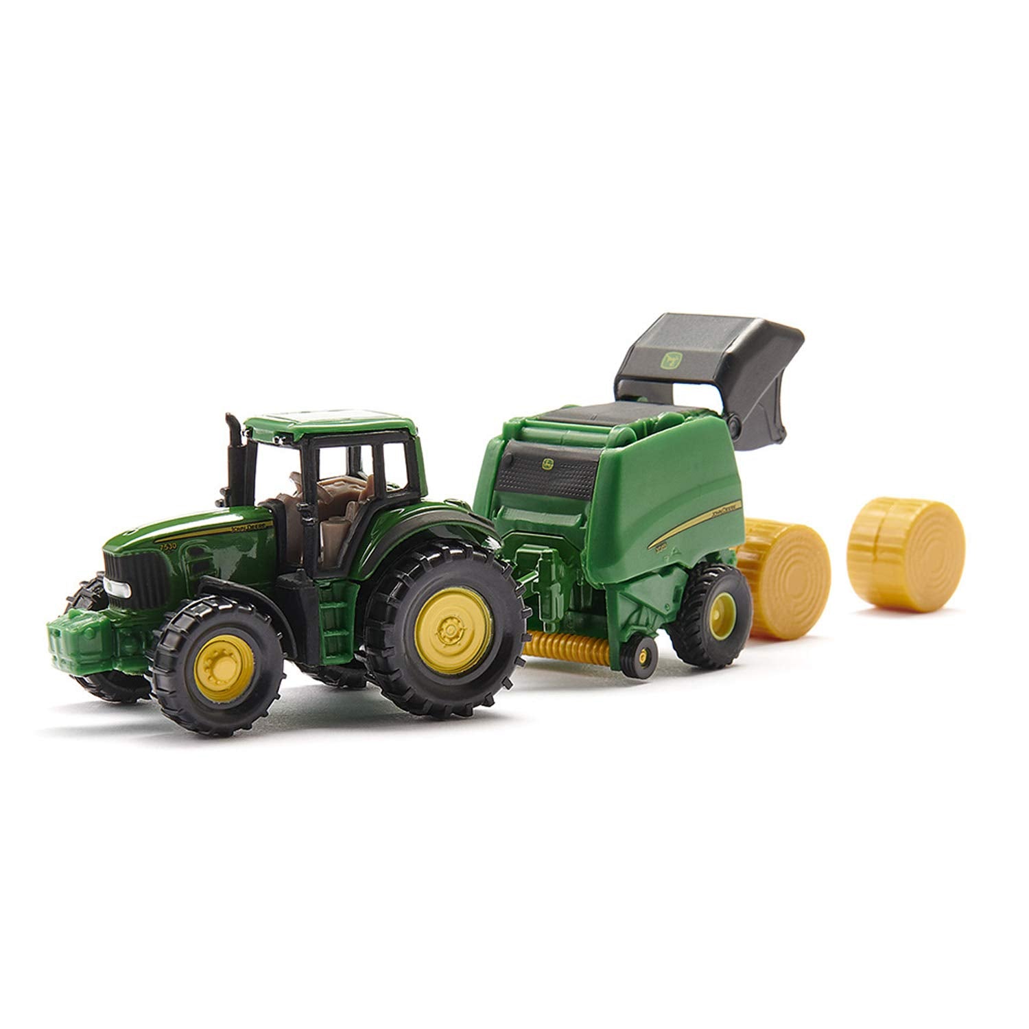 SIKU John Deere Tractor with Round Baler and 2 Bales 1665 | Metal/Plastic | Green 3