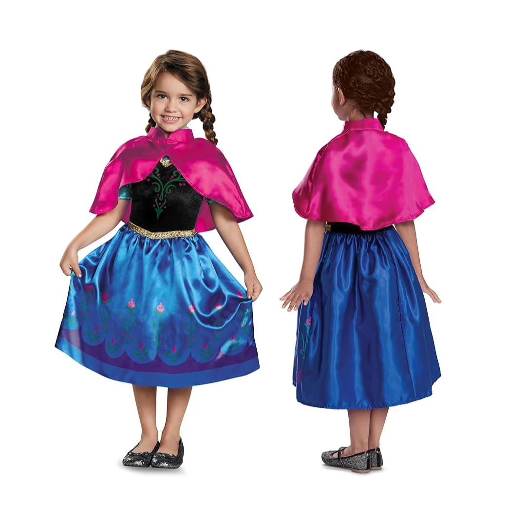 Disguise Anna Traveling Classic Dress Up Costume for Girls | Ages 3-4 Years | Polyester