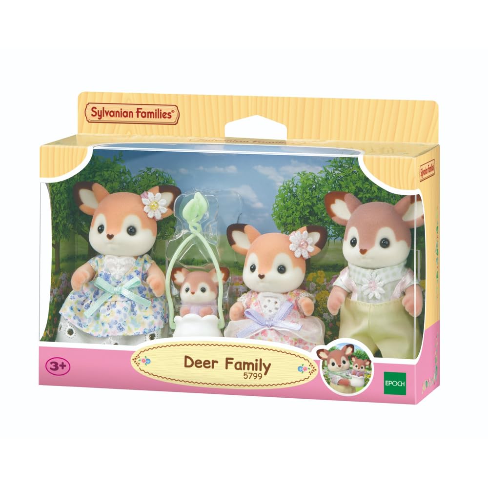 Sylvanian Families Deer Family 5799 Playset | Includes 4 Figures & Sling | Ages 3+ 1