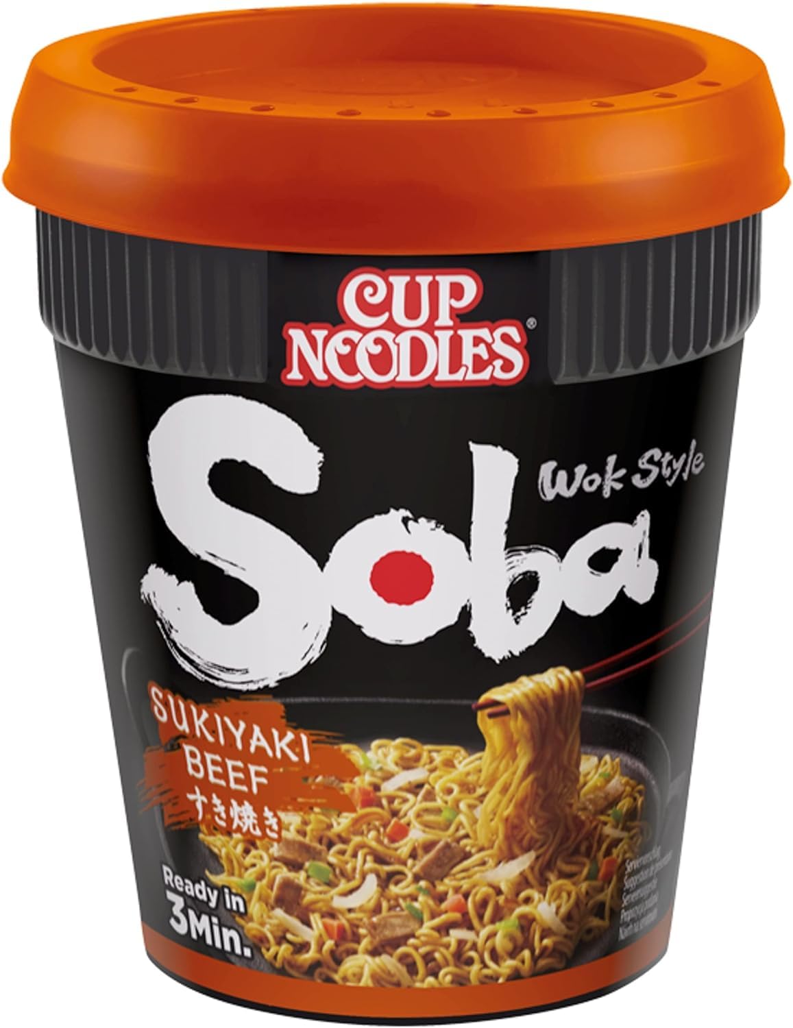 NISSIN Cup Noodles Soba Wok Style Sukiyaki Beef Flavoured Instant Noodles, Pack of 8, 712g 2