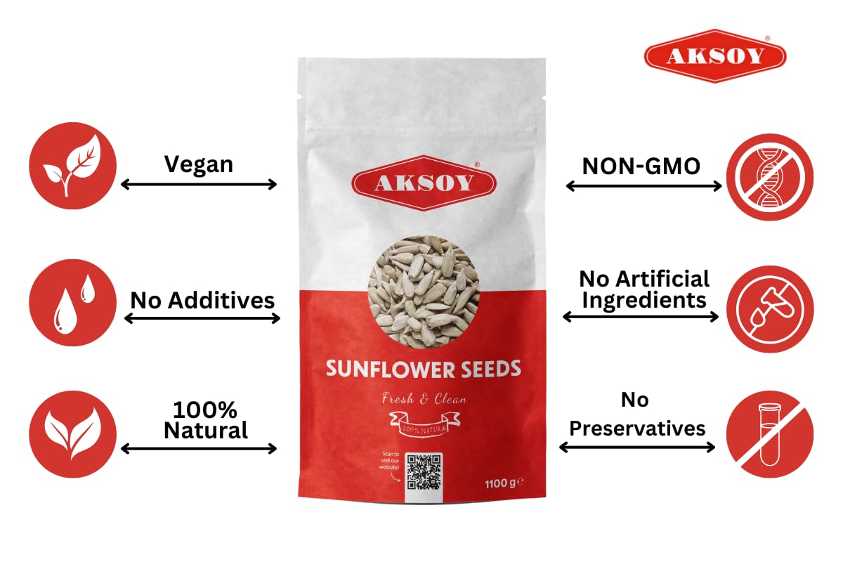 AKSOY Raw Sunflower Seed Kernels (No Shell) | 1100g | Antioxidant Rich Superfood 7
