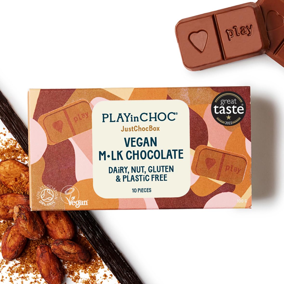 PLAYin CHOC JustChoc Vegan Organic Chocolate Bar - Allergy-Free Dairy-Free Treat 1