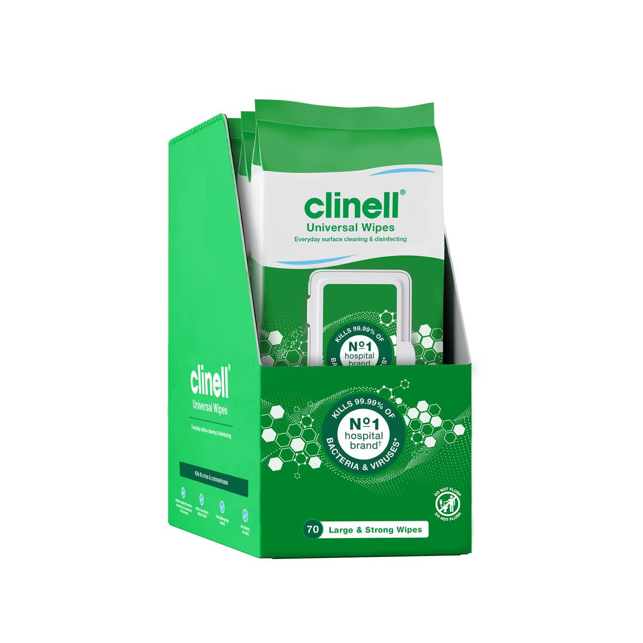 Clinell Universal Cleaning and Disinfecting Wipes - Kills 99.99% | 70 Count Wipes | Pack of 4