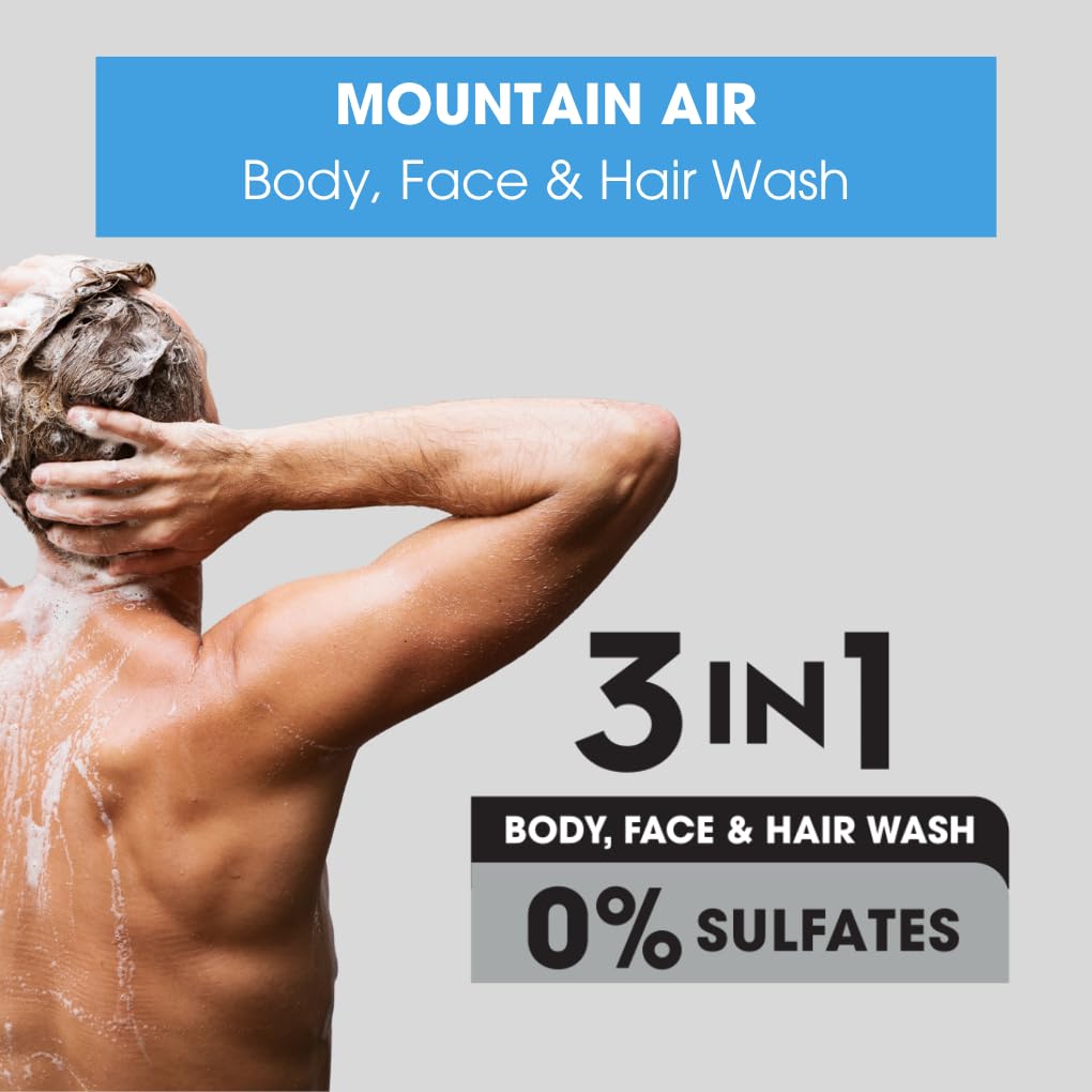 Soft & Gentle Men Mountain Air 3 in 1 Sulfate Free Shower Gel | 400ml | Dermatologist Approved 4