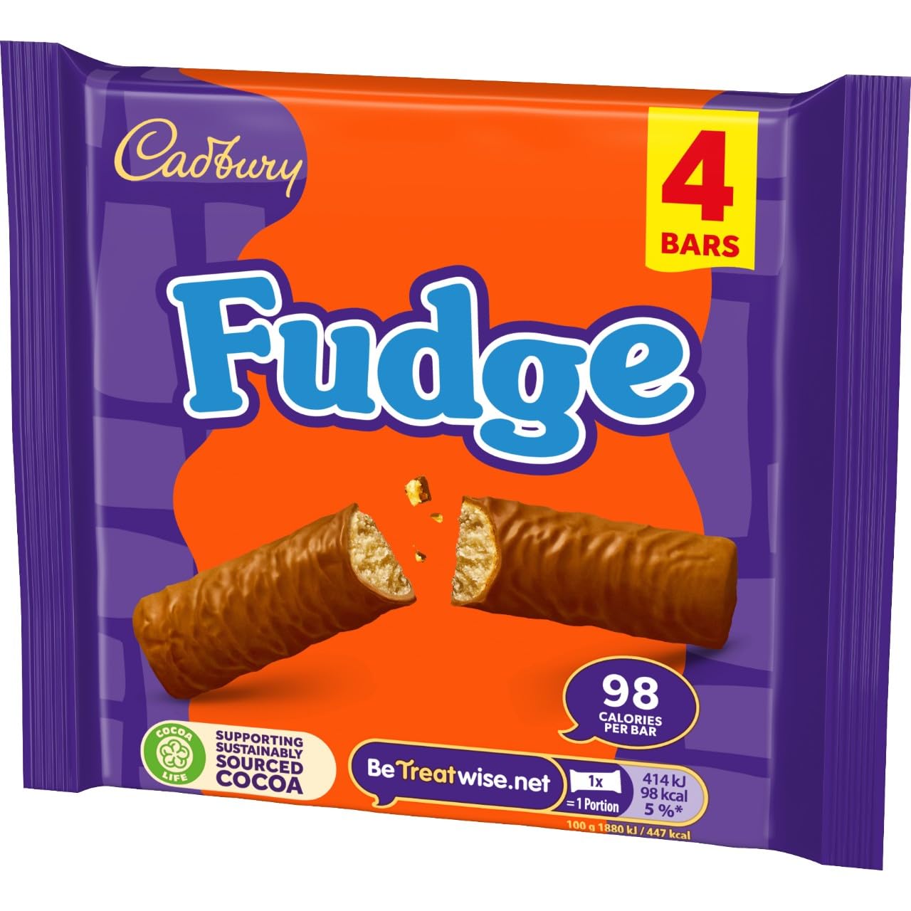 Cadbury Milk Chocolate Fudge Bar, 88 g (Pack of 4)