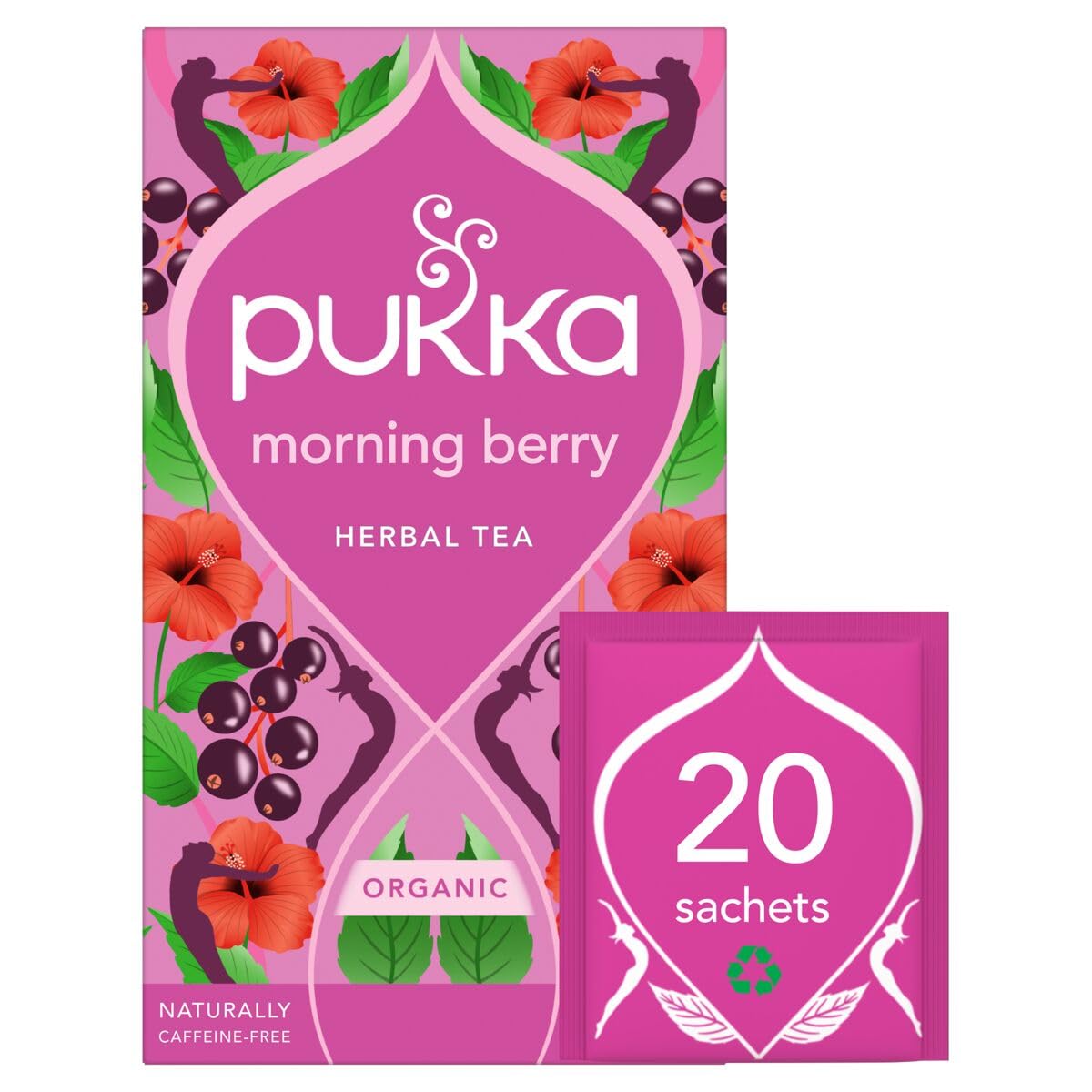 Pukka Herbs Morning Berry Organic Herbal Tea Blend - Caffeine-Free, Active Energy Range | 34g 1