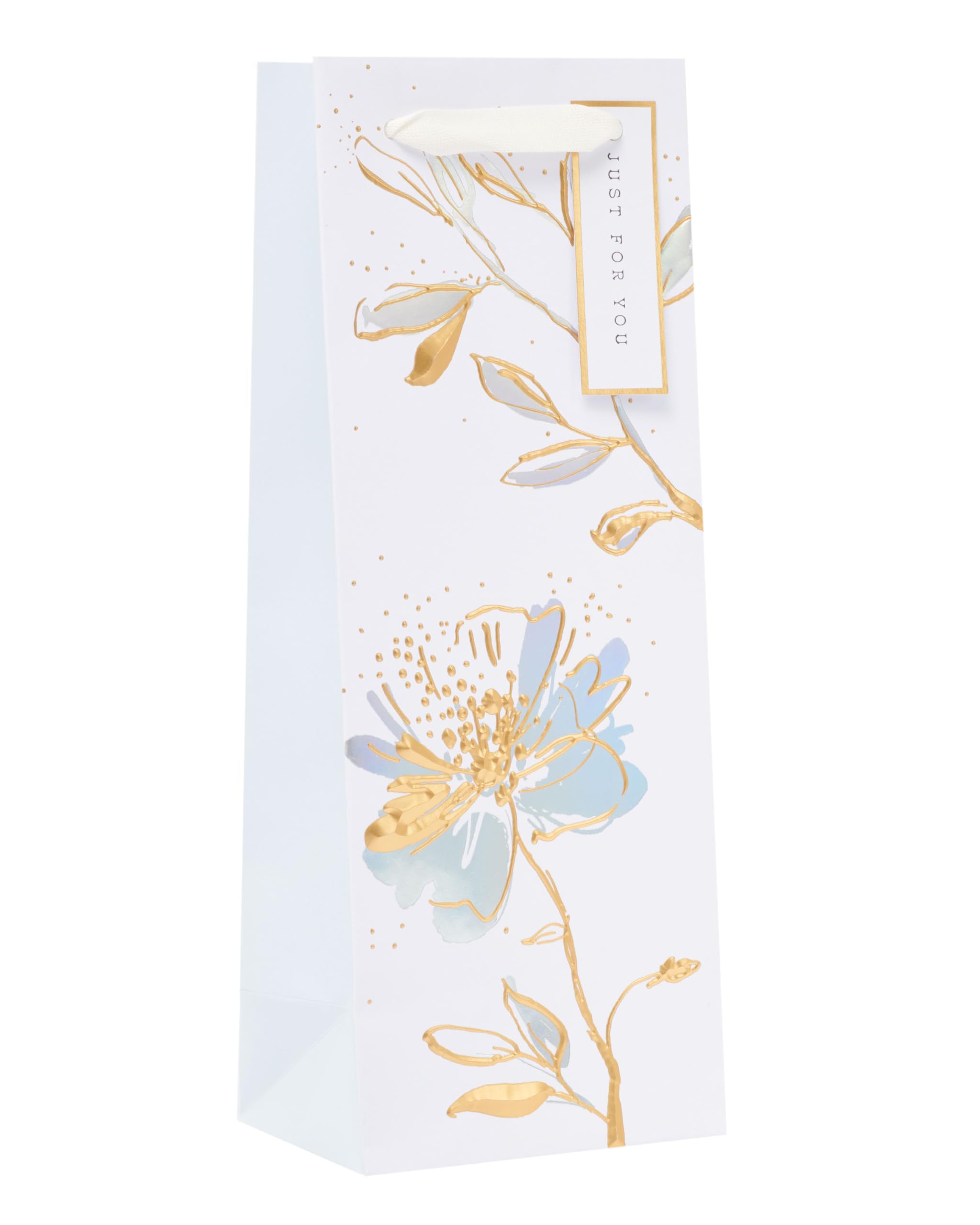 UK Greetings Camden Collection Floral Bottle Gift Bag | Gold & Silver Accents | FSC Certified 1
