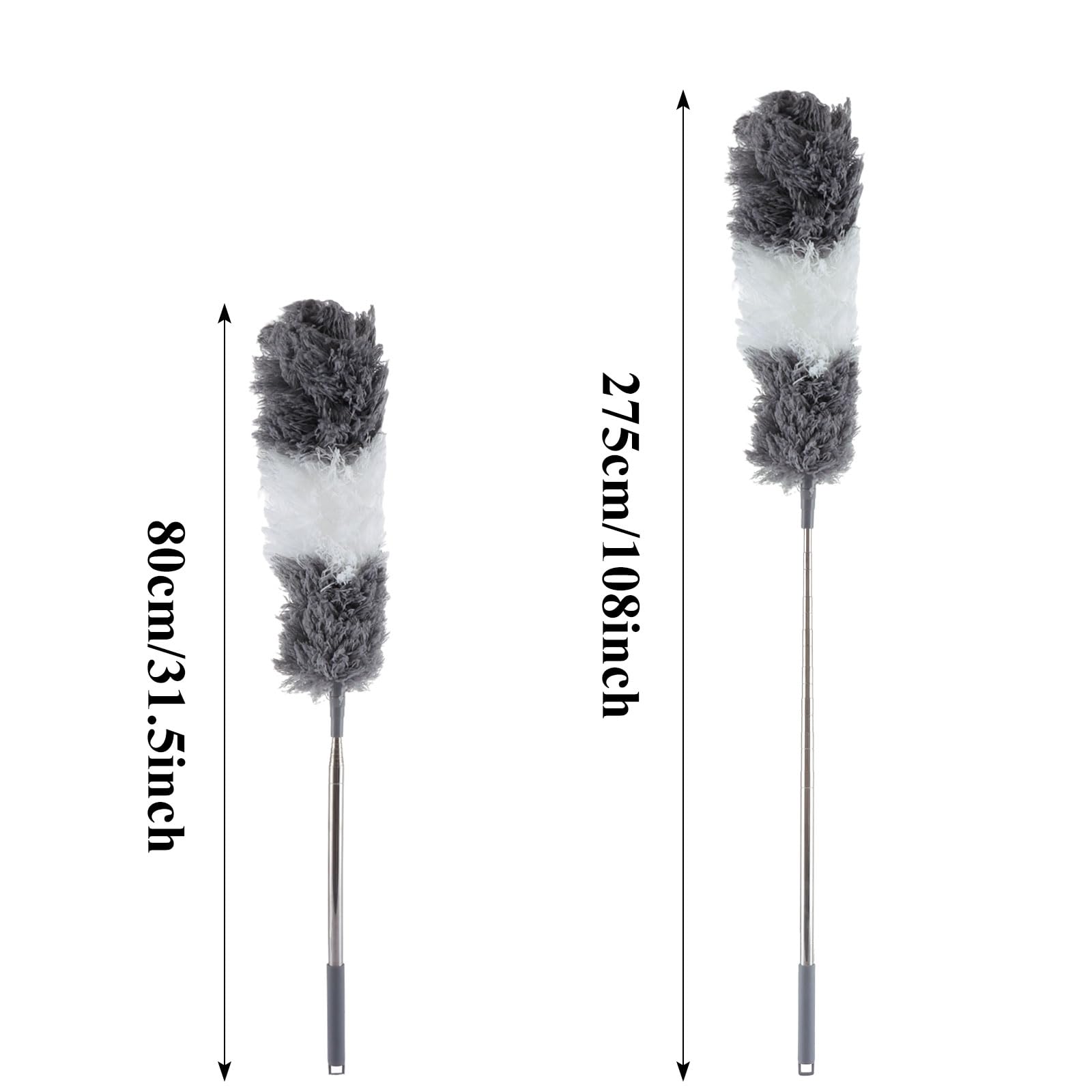 ASelected Extendable Microfiber Duster - Telescoping Stainless Steel Pole up to 2.75M | Bendable Head | Washable 2