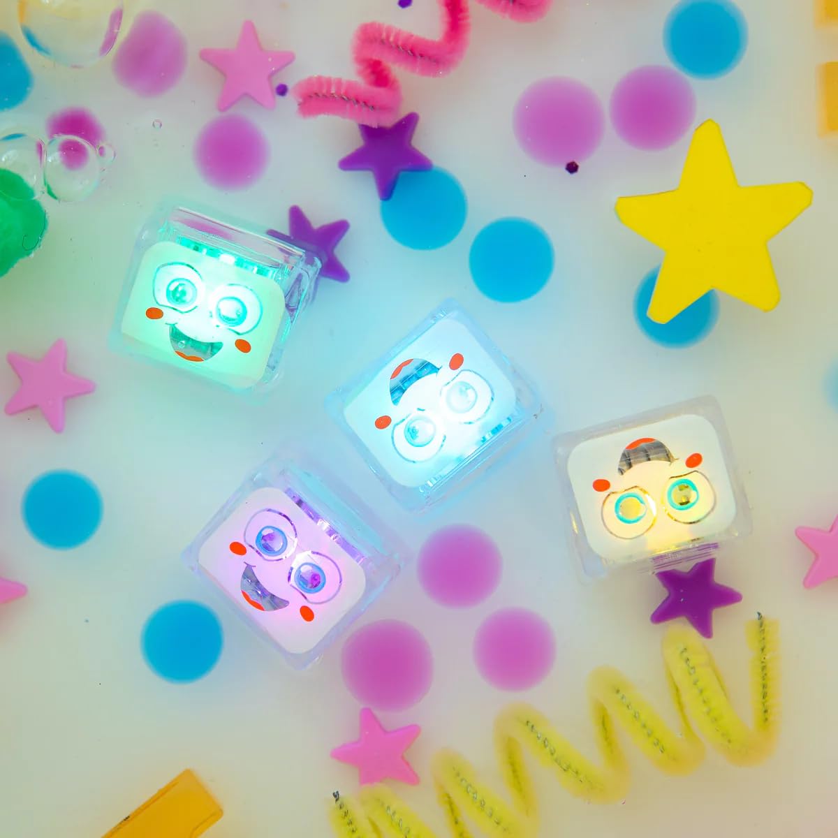 Glo Pals Water-Activated Light-Up Sensory Bath Toy Cubes - Party Pack | 4 Count | Ages 3+ 5