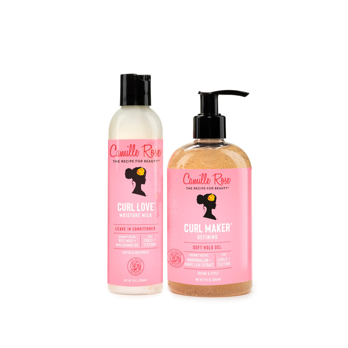 Camille Rose Ultimate Curls Duo - Curl Love Moisture Milk & Curl Maker Jelly for Defined Curls | 595 ml