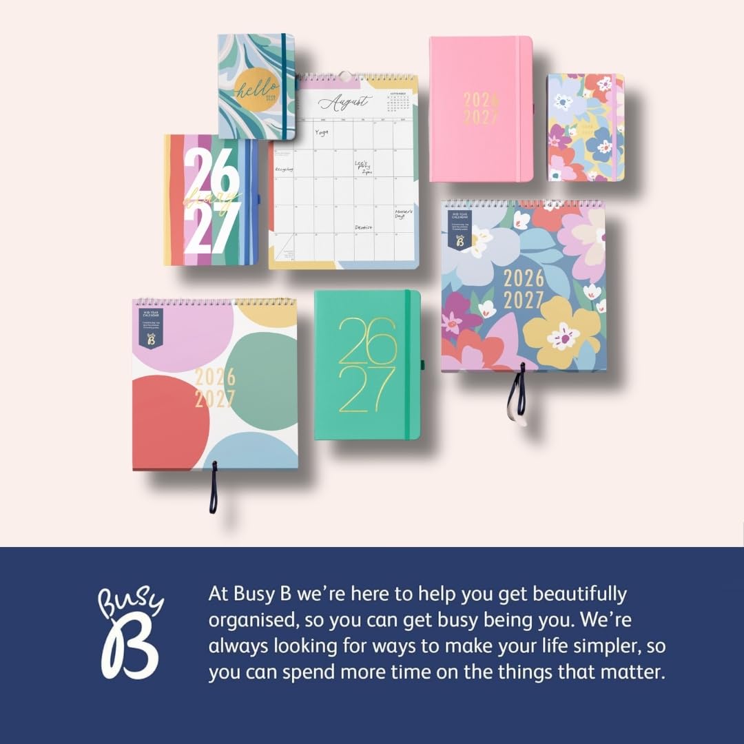 Busy B A6 Academic Planner Diary - Mid-Year Aug '26 to Aug '27 | Marble Print | Elastic Closure 5