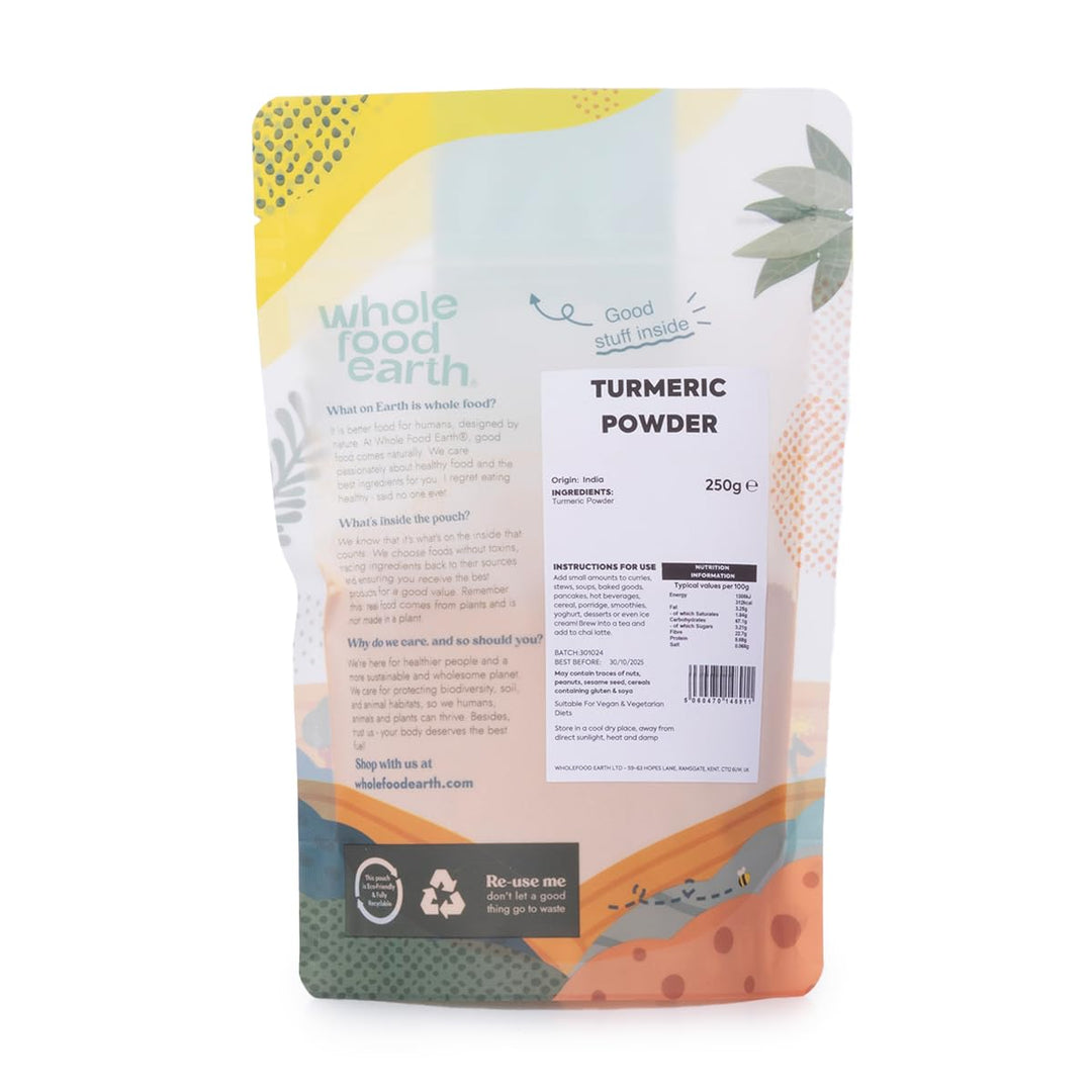 Wholefood Earth Turmeric Powder 250g - Vegan, GMO Free, Rich in Curcumin