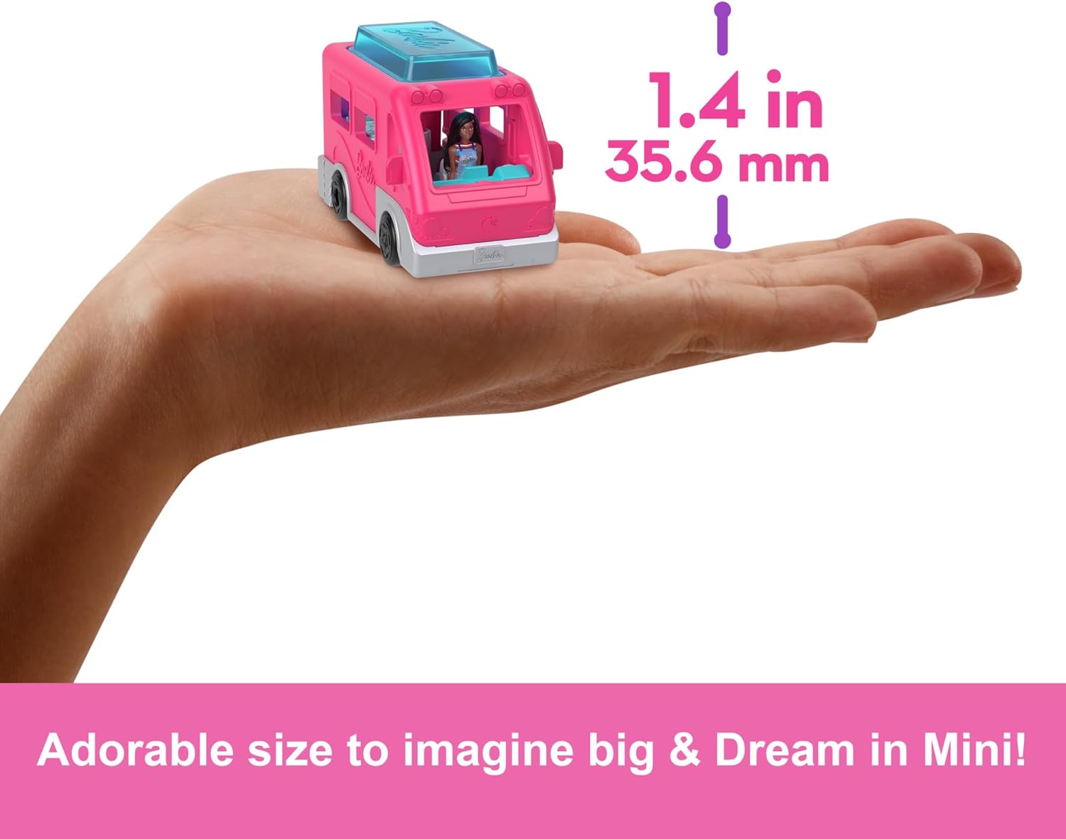 Mini BarbieLand DreamCamper Playset with 1.5-inch Doll & Color-Change Pool - Barbie Vehicle Set for Kids 2