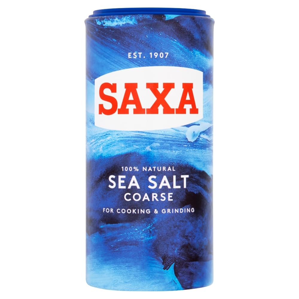 Saxa Coarse Sea Salt for Cooking & Grinding - Pure & Natural | 350g Drum