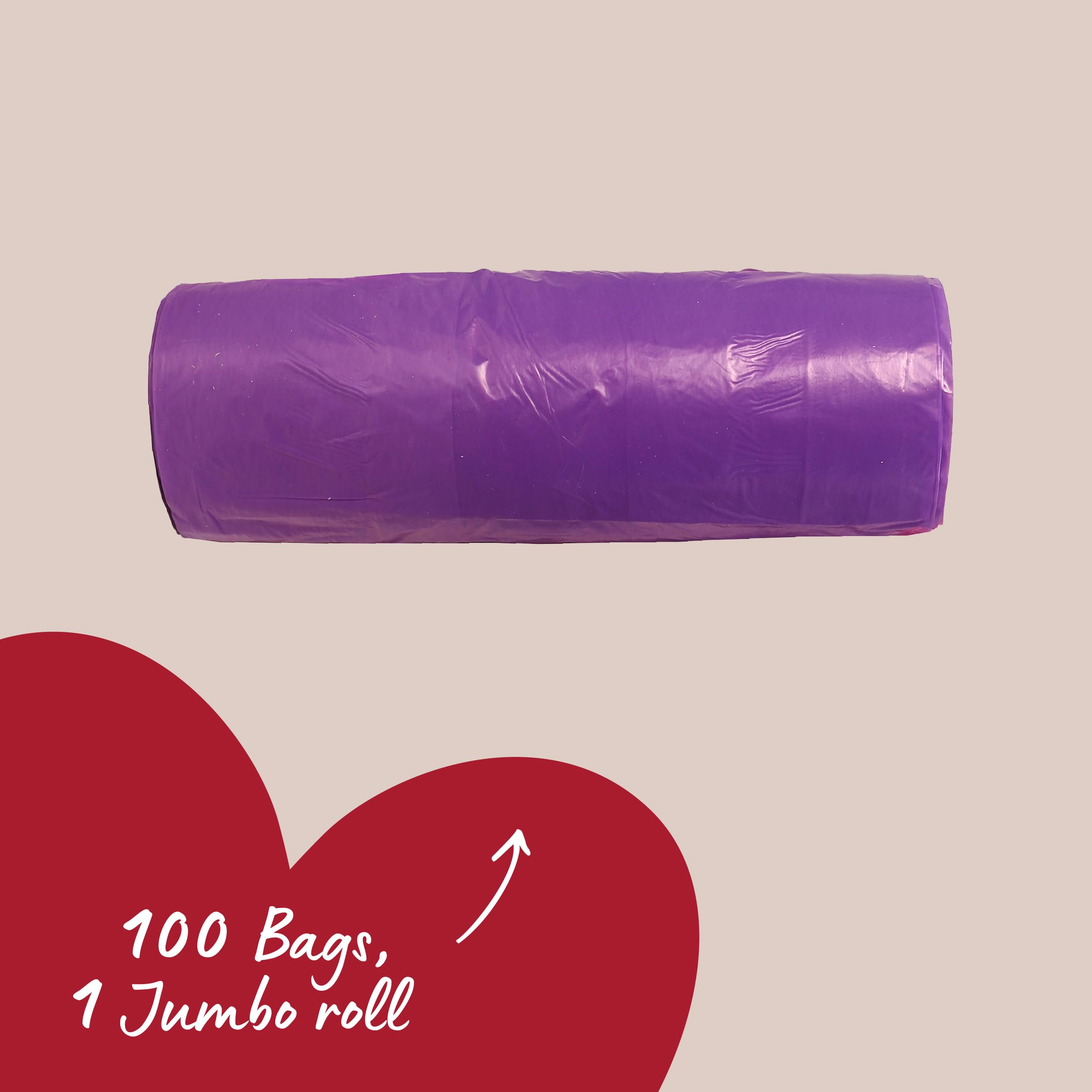 Rosewood Dog Poo Bags with Handles - 100 Count Roll | Vanilla Scented | 30% Recycled Plastic