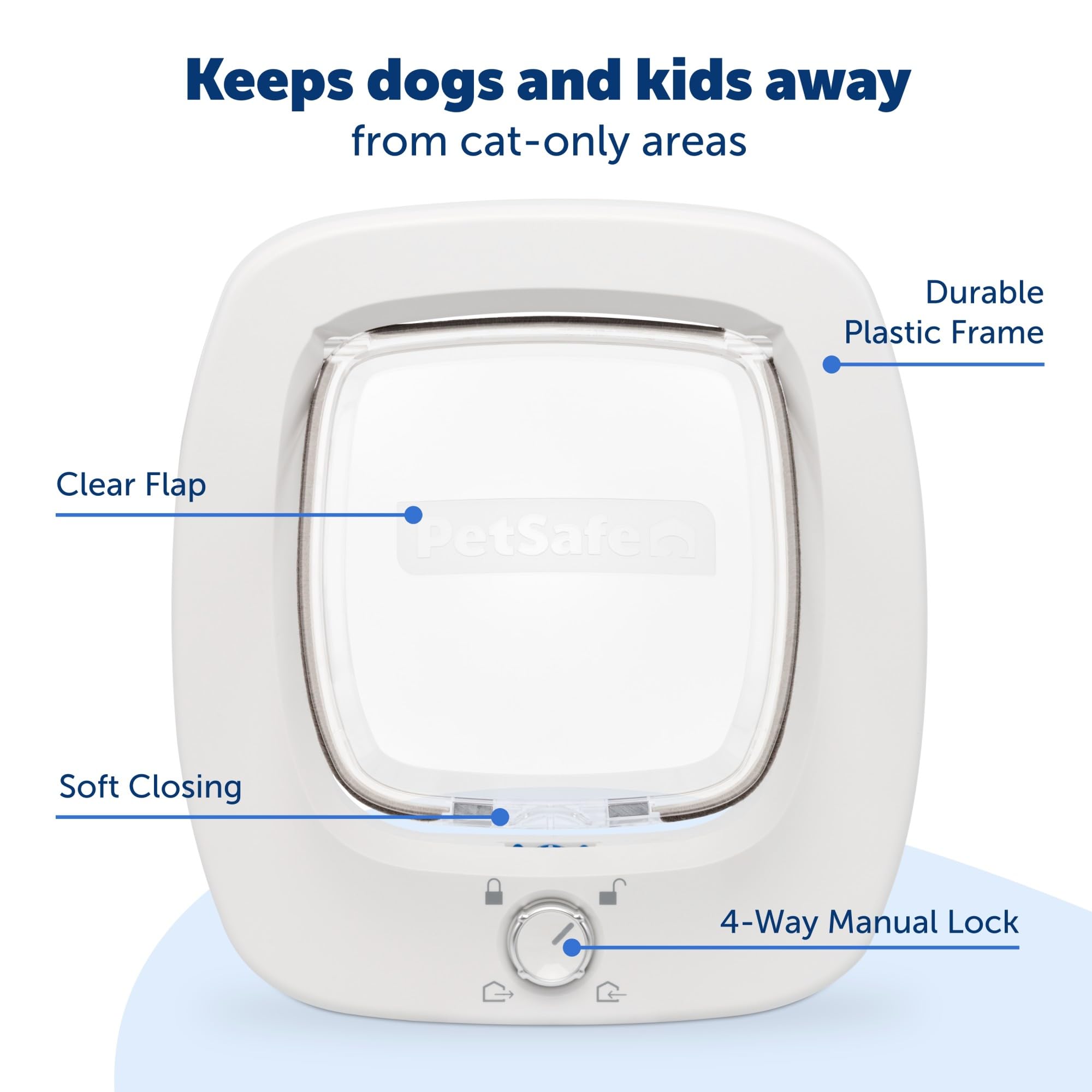 PetSafe Big Cat Flap - 4-Way Lock for Doors | Fits Pets up to 11 kg | White 3