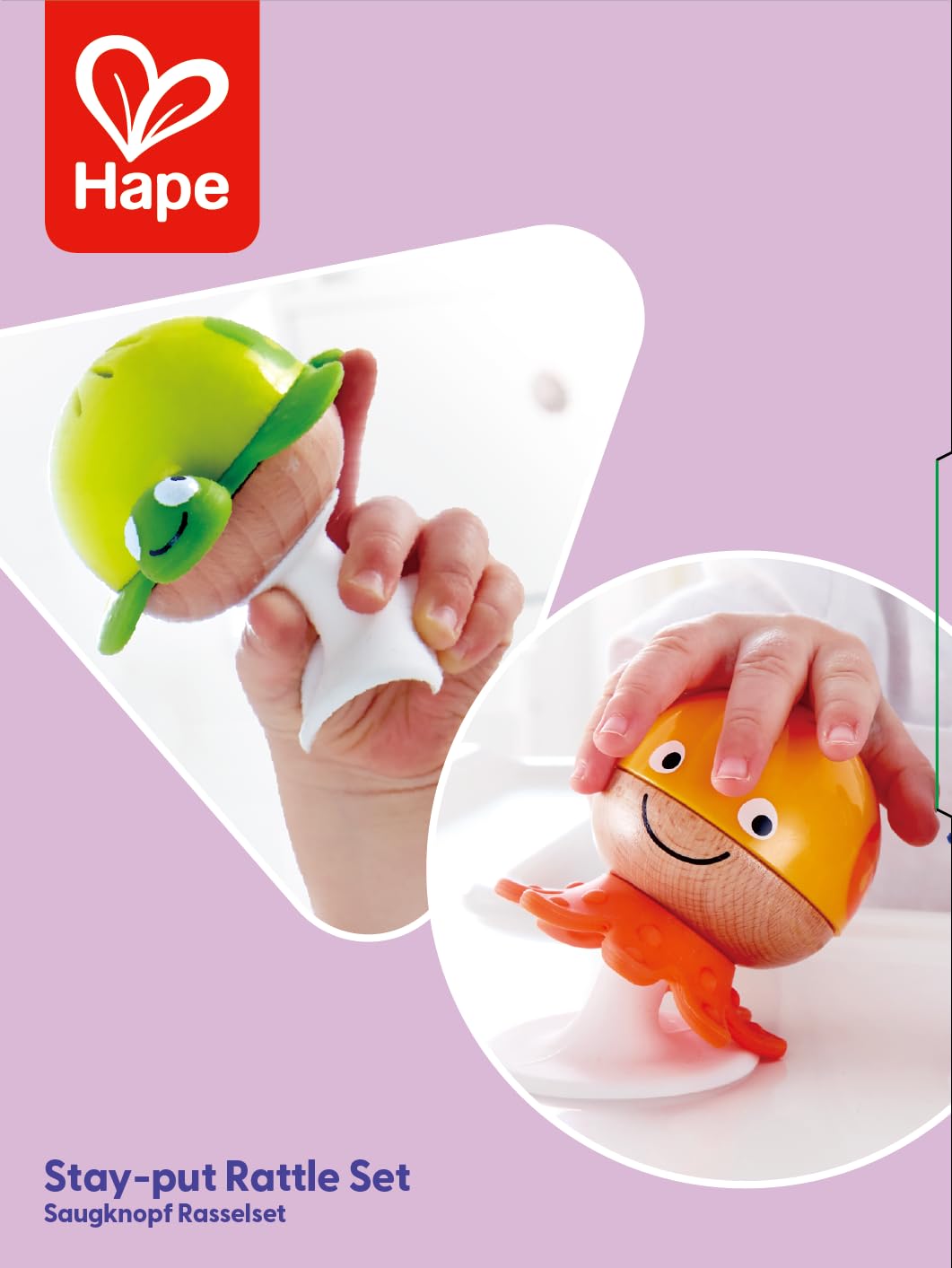 Hape Stay-Put Rattle Set - 3 Sea Animal Suction Rattles for Babies 11