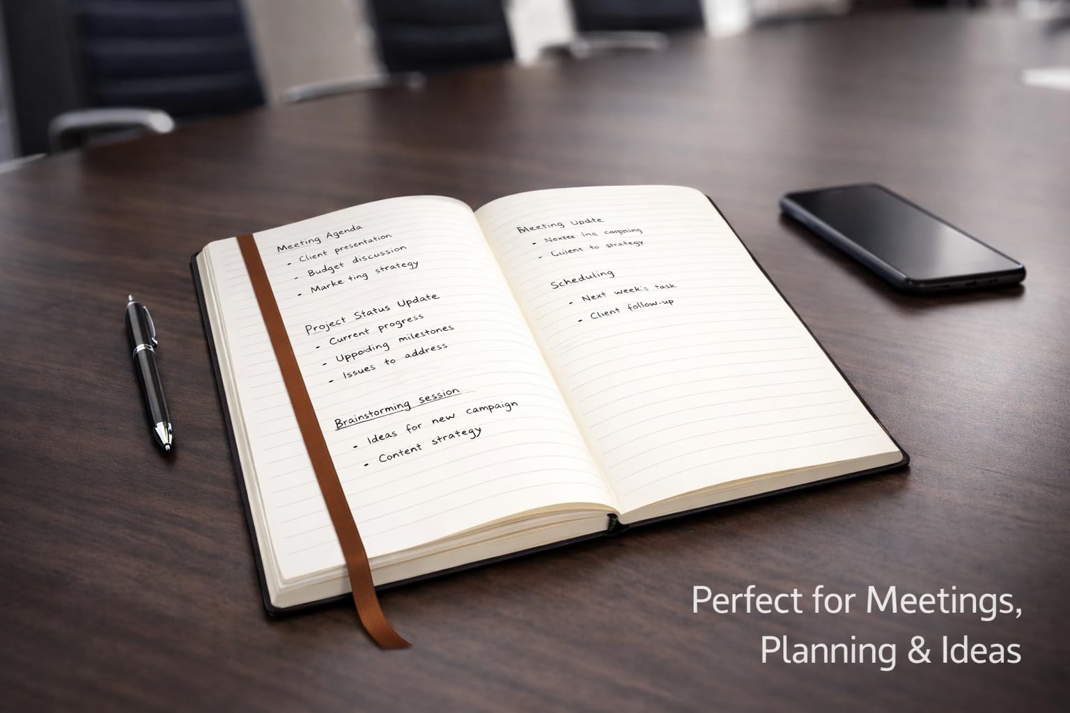1ABOVE A4 Soft Feel Executive Notebook - Blue Hardback Journal with Elastic Closure | 160 Lined Pages