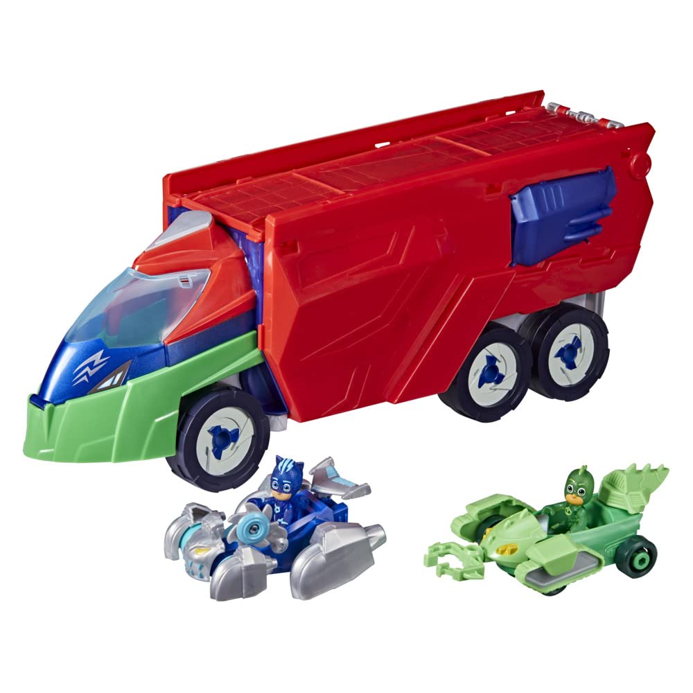 PJ Masks F21215S1 Deluxe Battle HQ Spielset – 2-in-1-Fahrzeugwerfer mit Hero ID-Technologie, ab 3 Jahren