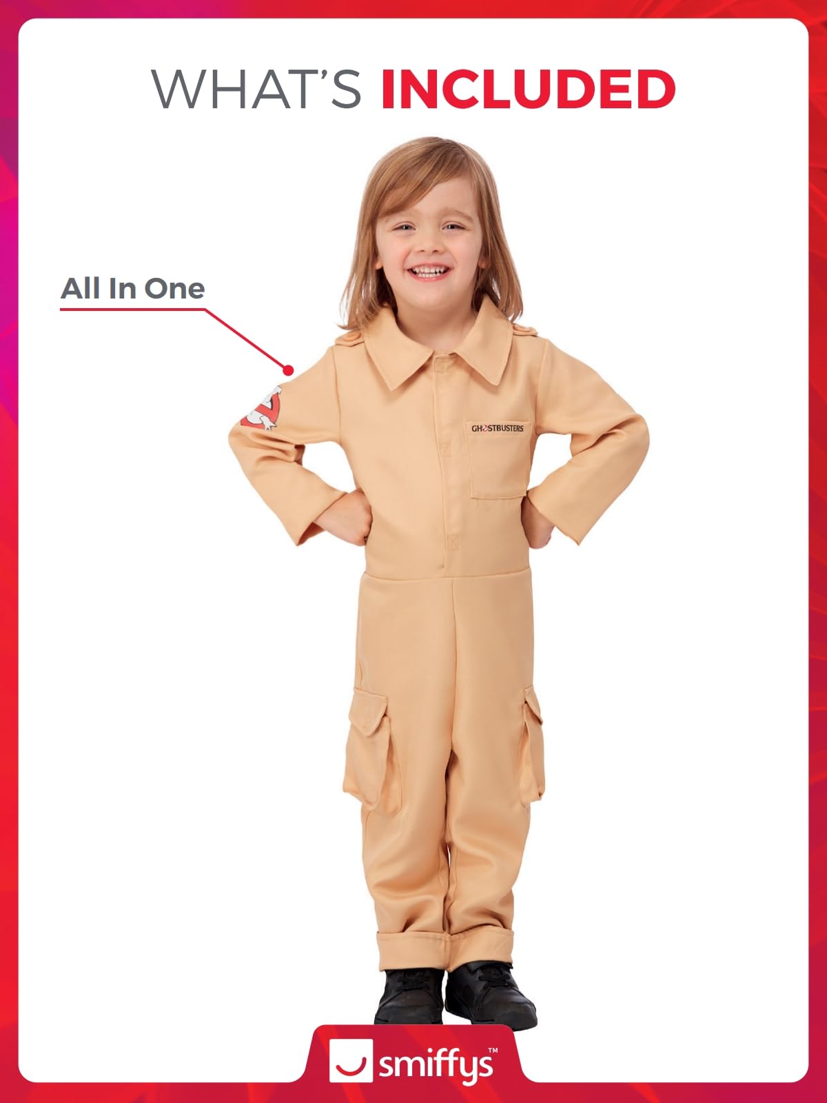Smiffys Ghostbusters Toddler Costume - All-in-One Jumpsuit with Printed Proton Pack 5