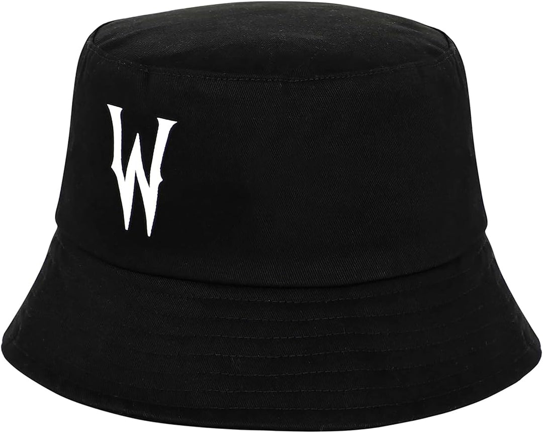 Wednesday W-Children's Bucket Hat, Black - Stylish and Durable Sun Protection for Kids