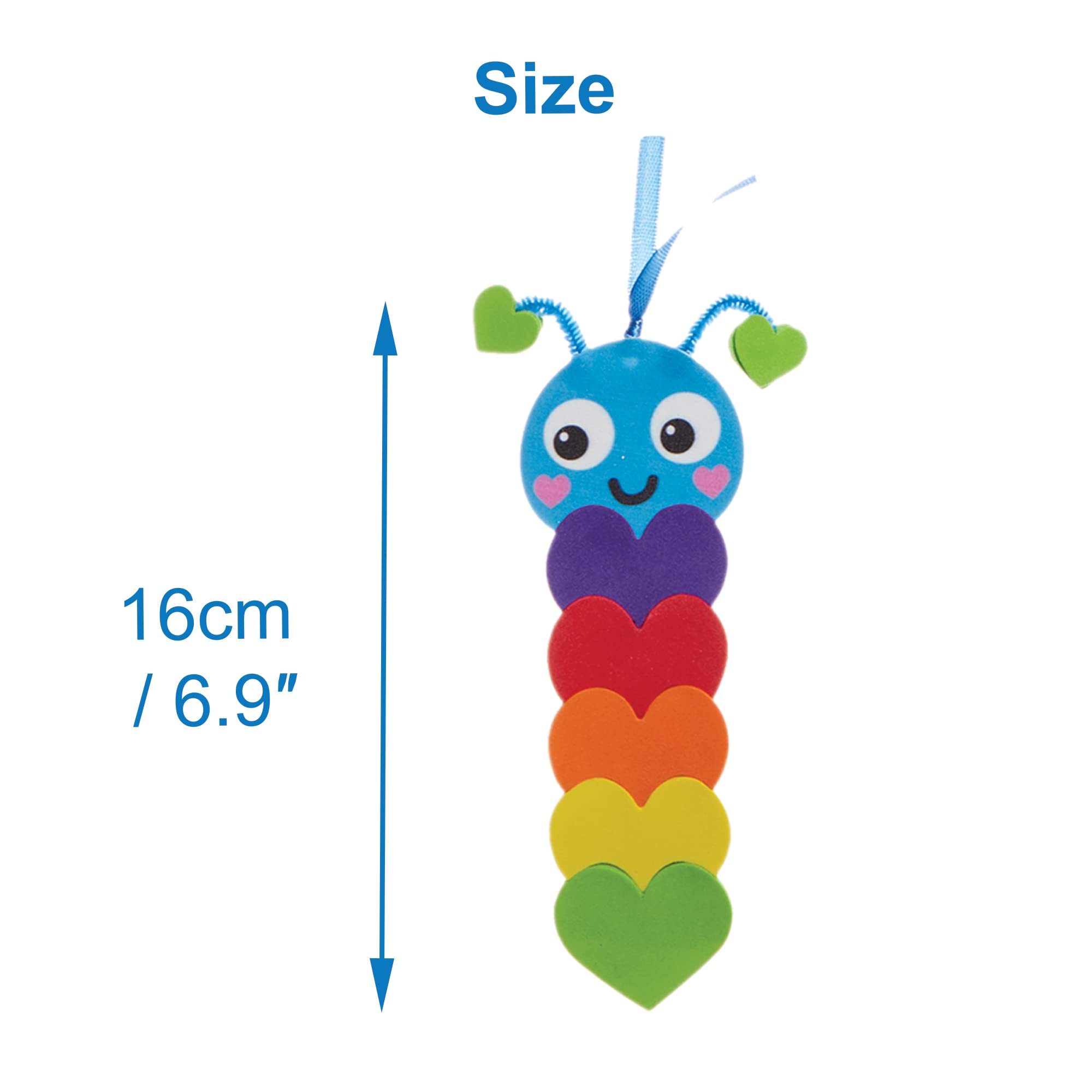 Baker Ross FX455 Caterpillar Rainbow Love Heart Bookmark Kits - Pack of 8 | Foam Craft Kit | Ages 6+ 4