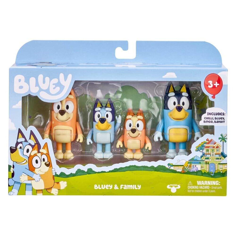 Bluey Family 4-Pack Figurines - Poseable Characters for Imaginative Play 1
