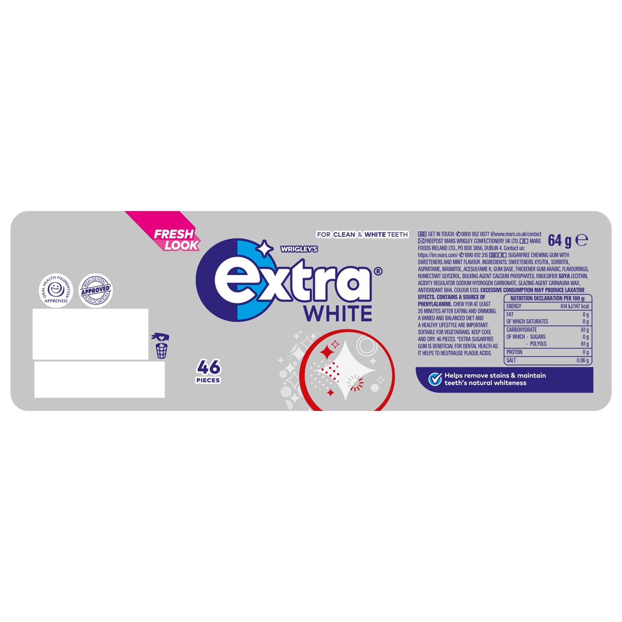 Extra White Chewing Gum, Sugar Free Mint Flavor, 46 Pieces Bottle 9