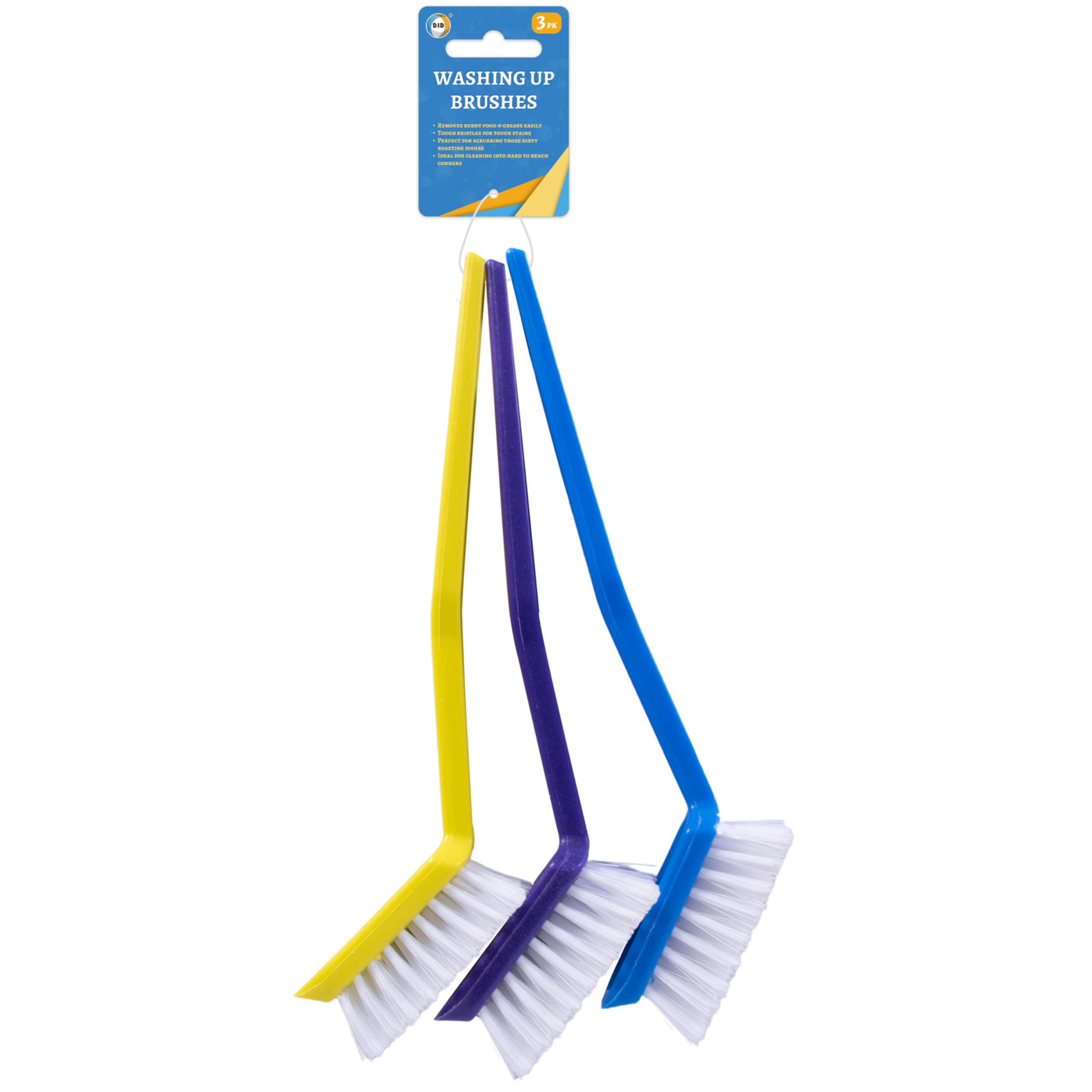 DID Washing Up Brushes - Pack of 3 | Long Handle | Tough Bristles 1