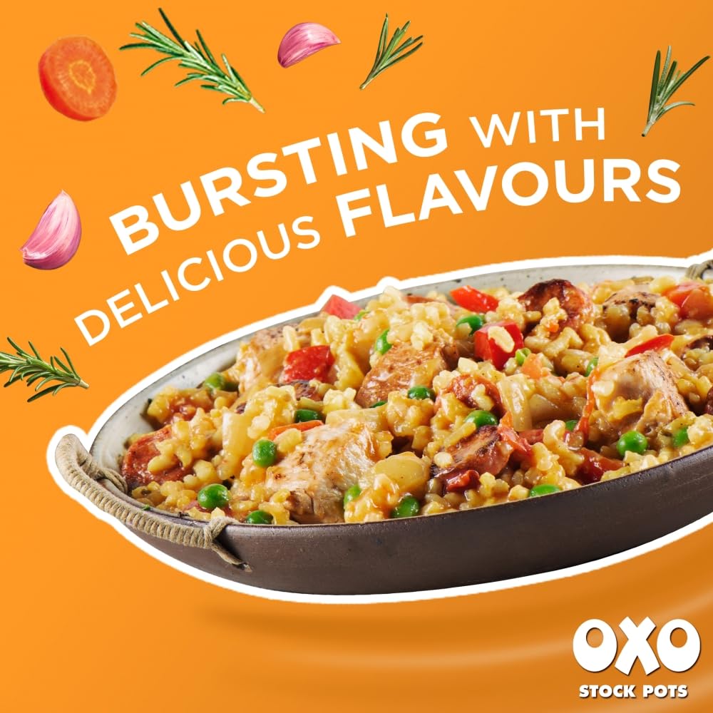 OXO Reduced Salt Chicken Stock Pots - Savoury Flavour, 4 x 20g Pots (80g Total) 8
