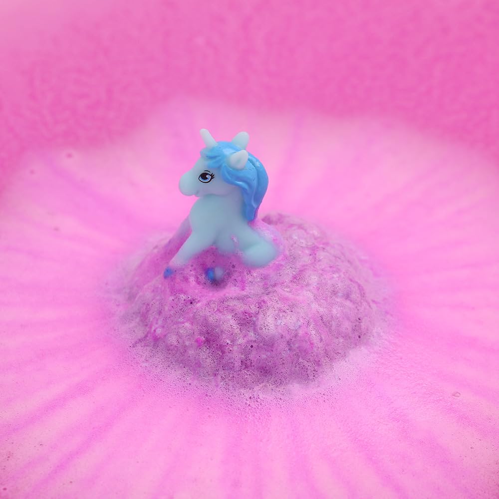 ZIMPLI 6 x Large Unicorn Surprise Bath Bombs with Unicorn Toys Inside | Strawberry Scent | Ages 3+ 4
