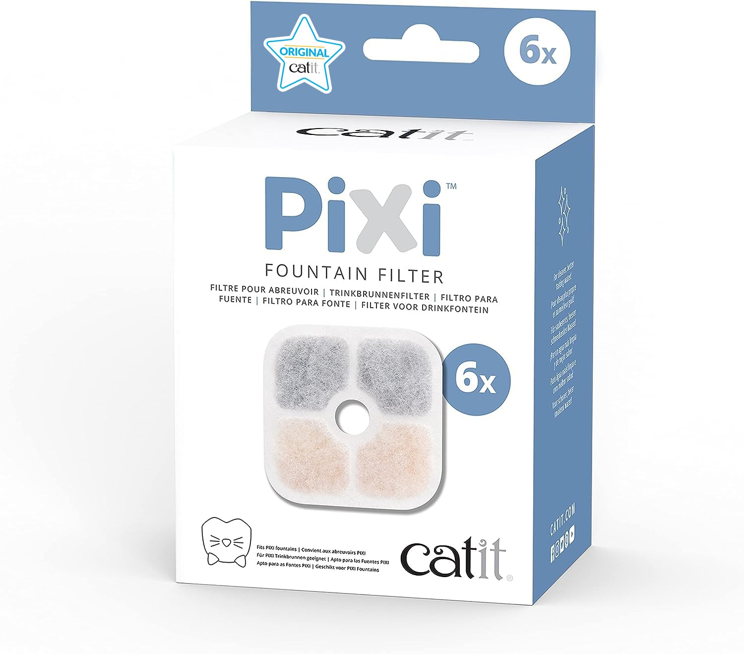 Catit PIXI Genuine Replacement Water Fountain Filter Cartridges - 6 Pack | Triple Action Filtration 1