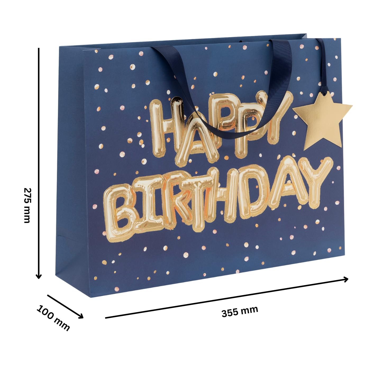 Glick Large Landscape Helium Happy Birthday Blue Gift Bag | 275 x 355 x 100 mm 6